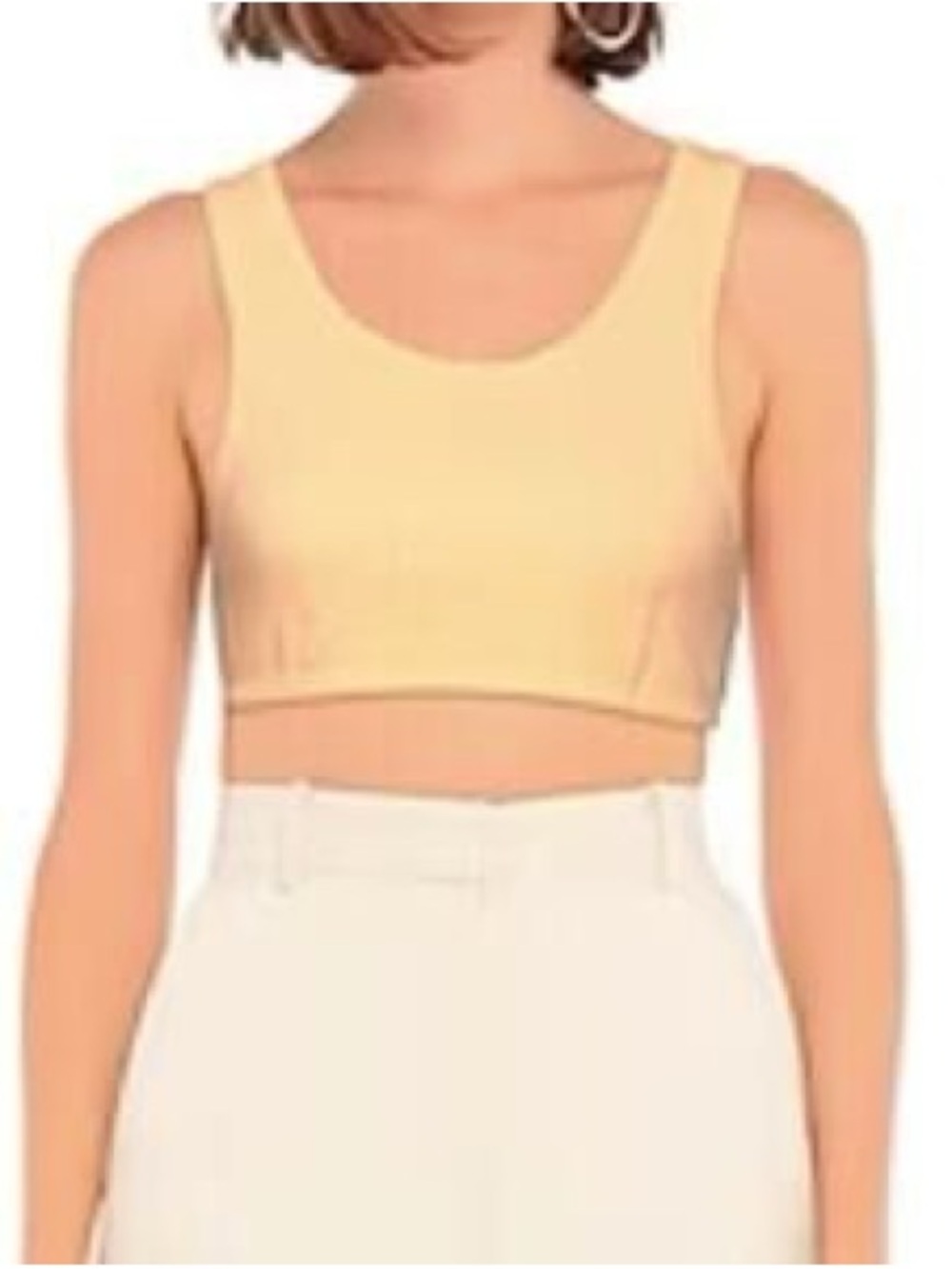 Ganni Pale Yellow Cropped Tank Top